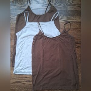 Lot Of 3 Tank Top Camis, 1 White L Small Etsy Maker, Cotton, 2 Boody Brown XL